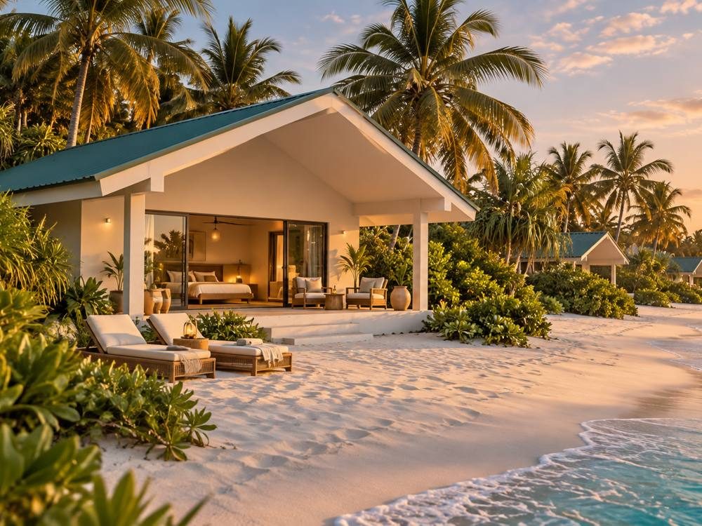 Athirige beach villa at sunset · artist's impression