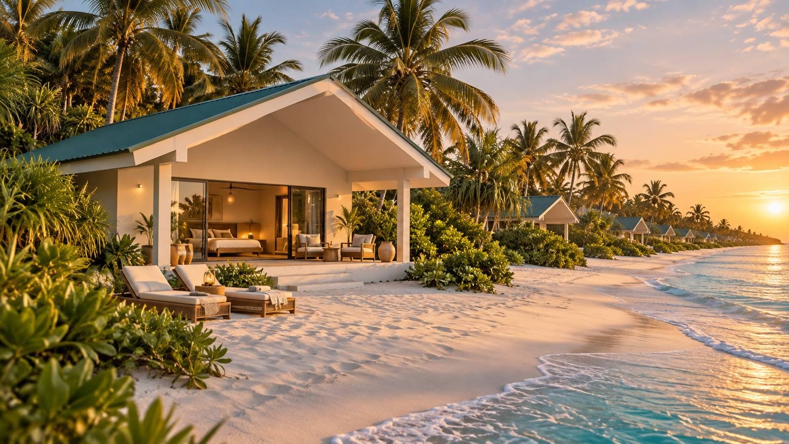 Athirige beach villa at sunset · artist's impression
